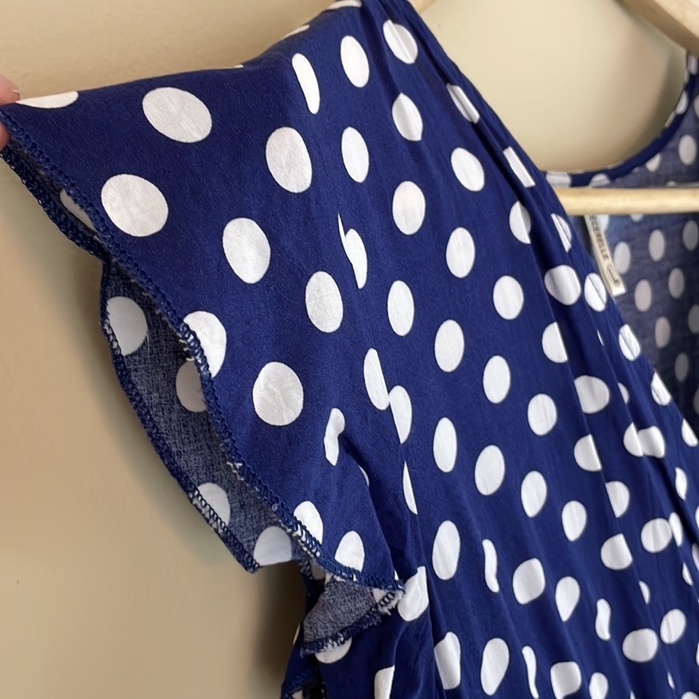 Blue & White Polka Dot high low dress L - Picture 6 of 9